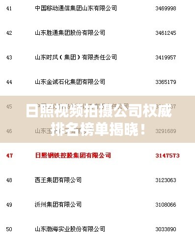 日照视频拍摄公司权威排名榜单揭晓！