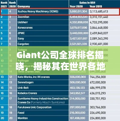 Giant公司全球排名揭晓，揭秘其在世界各地的领先地位