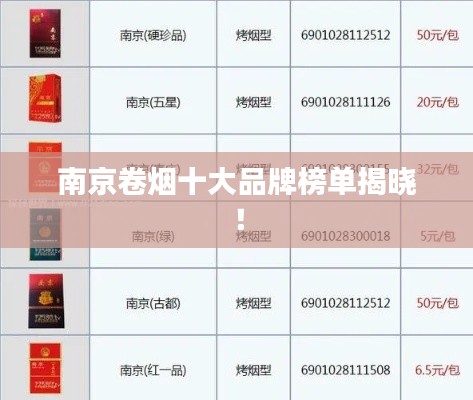 南京卷烟十大品牌榜单揭晓！