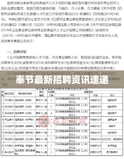 奉节最新招聘资讯速递