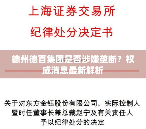 德州德百集团是否涉嫌垄断？权威消息最新解析